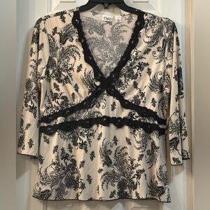Cato Black/Ivory Top, Size XL